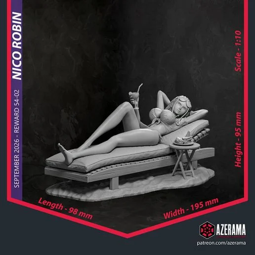 Nico Robin | Fan Art | 3D Printed Resin Model Garage Kit | *Un-Painted* | Azerama 6