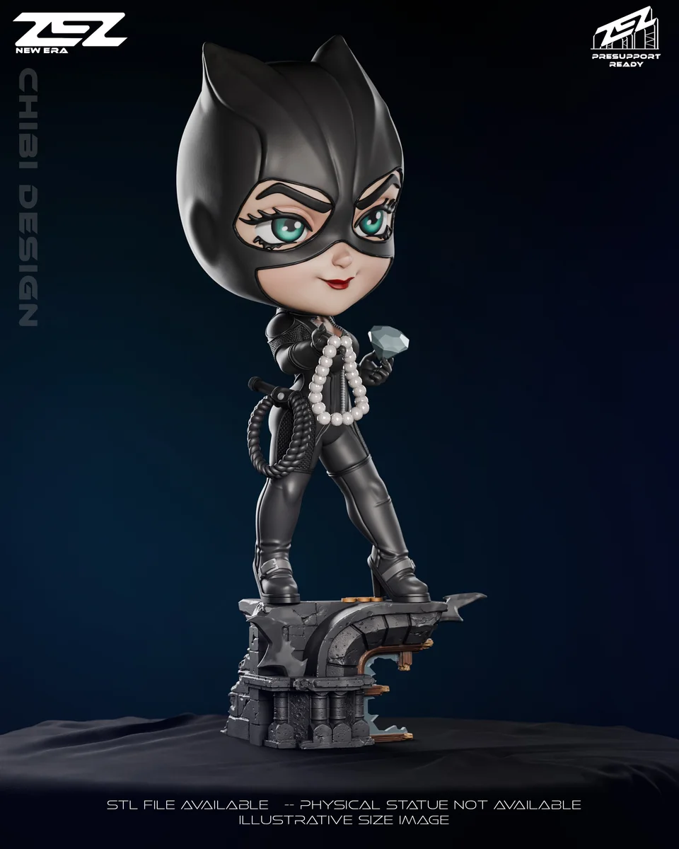 Chibi Catwoman | Fan Art | 3D Printed Resin Model Garage Kit | *Un-Painted* | ZEZ Studio 5