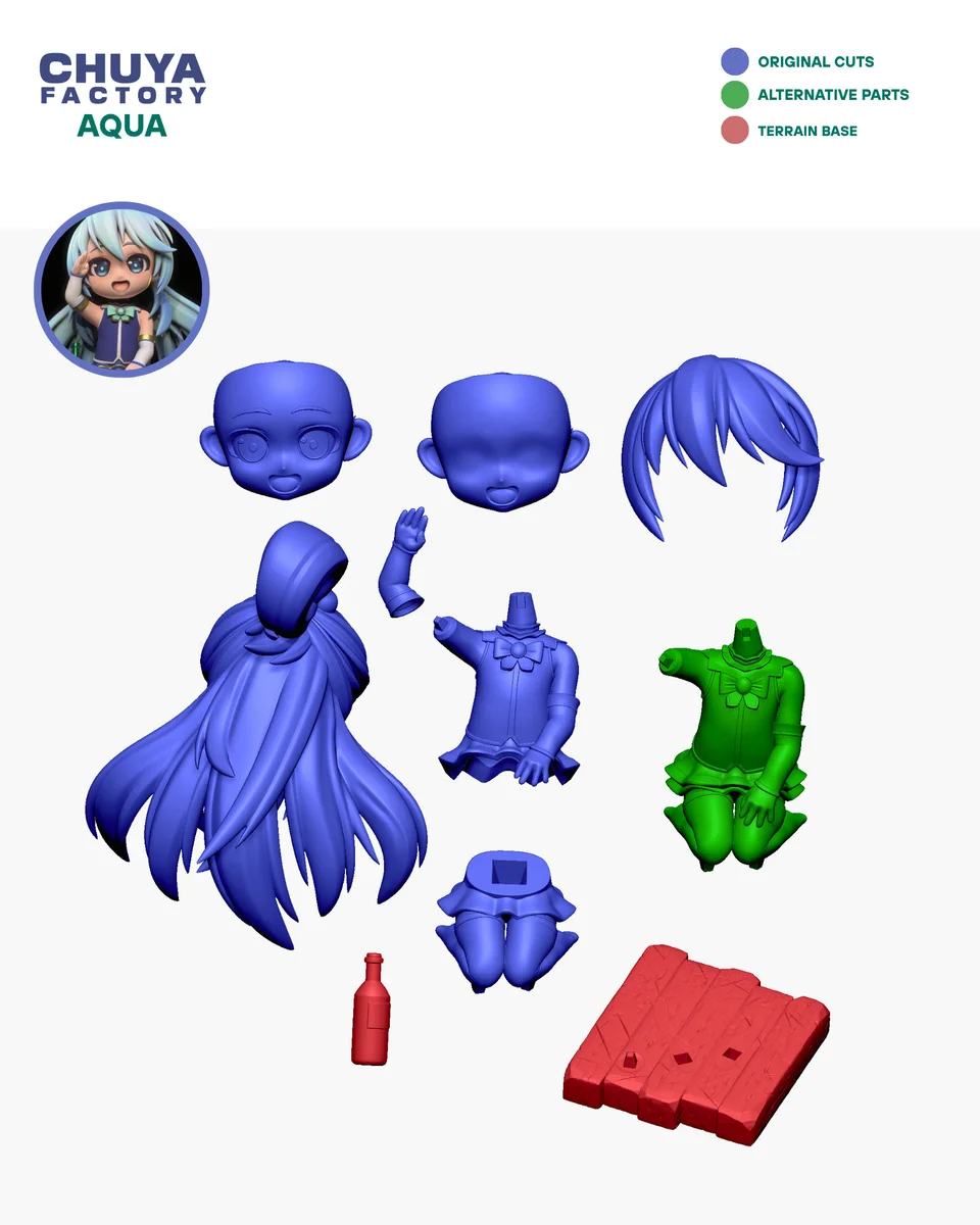 Chibi Aqua | Fan Art | 3D Printed Resin Model Garage Kit | *Un-Painted* | Chuya Factory 12