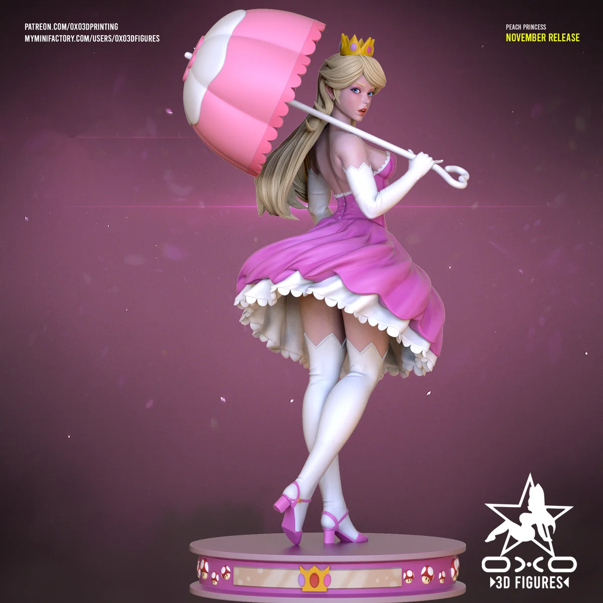 Peach Princess | Fan Art | 3D Printed Resin Model Garage Kit | *Un-Painted* | OXO3D 4
