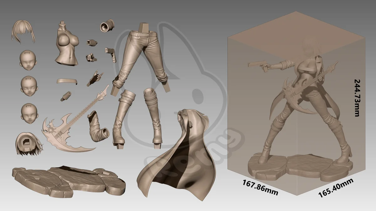 Mori Calliope (Dante Outfit) | Fan Art | 3D Printed Resin Model Garage Kit | *Un-Painted* | Remy Sculpts 8