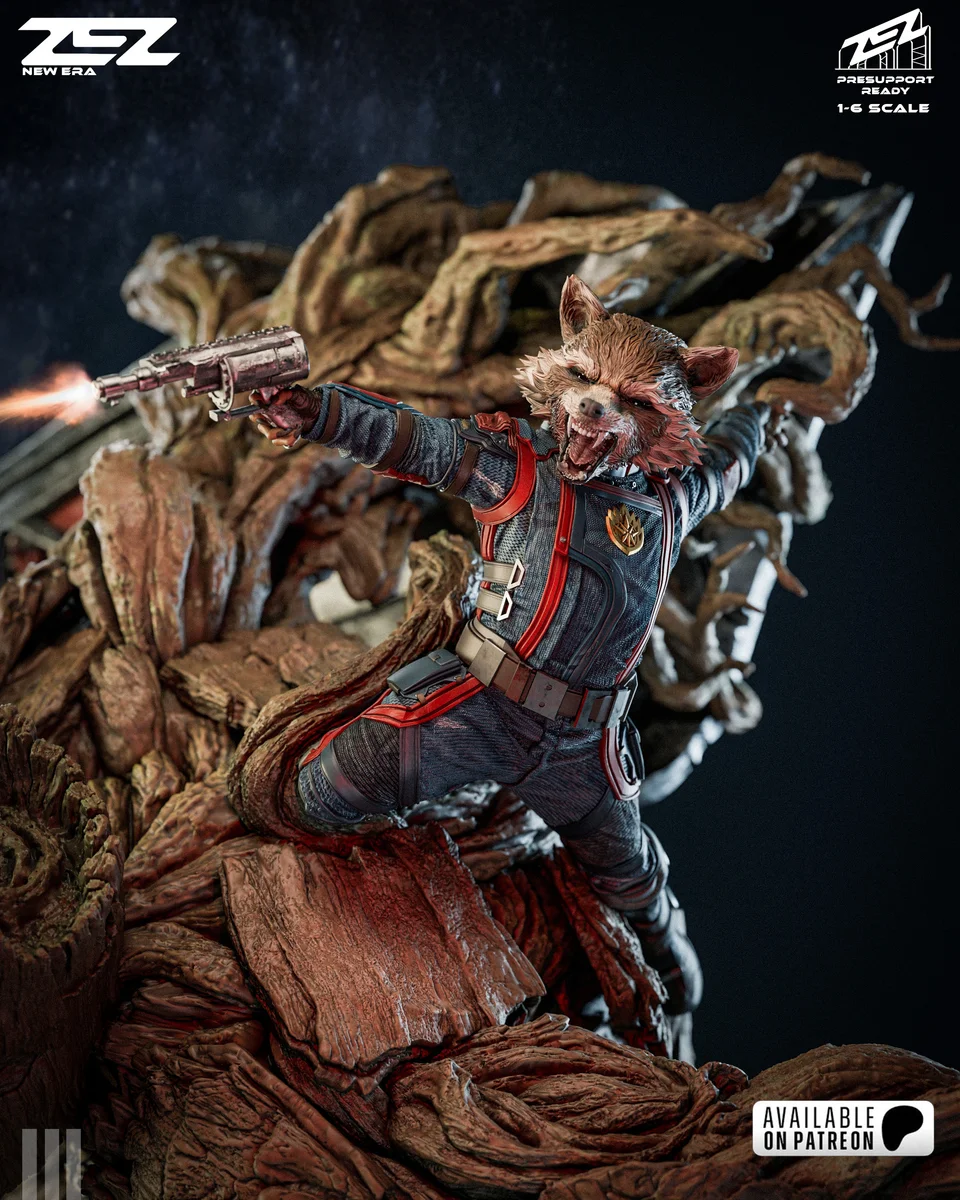 Groot and Rocket Diorama | Fan Art | 3D Printed Resin Model Garage Kit | *Un-Painted* | ZEZ Studio 4