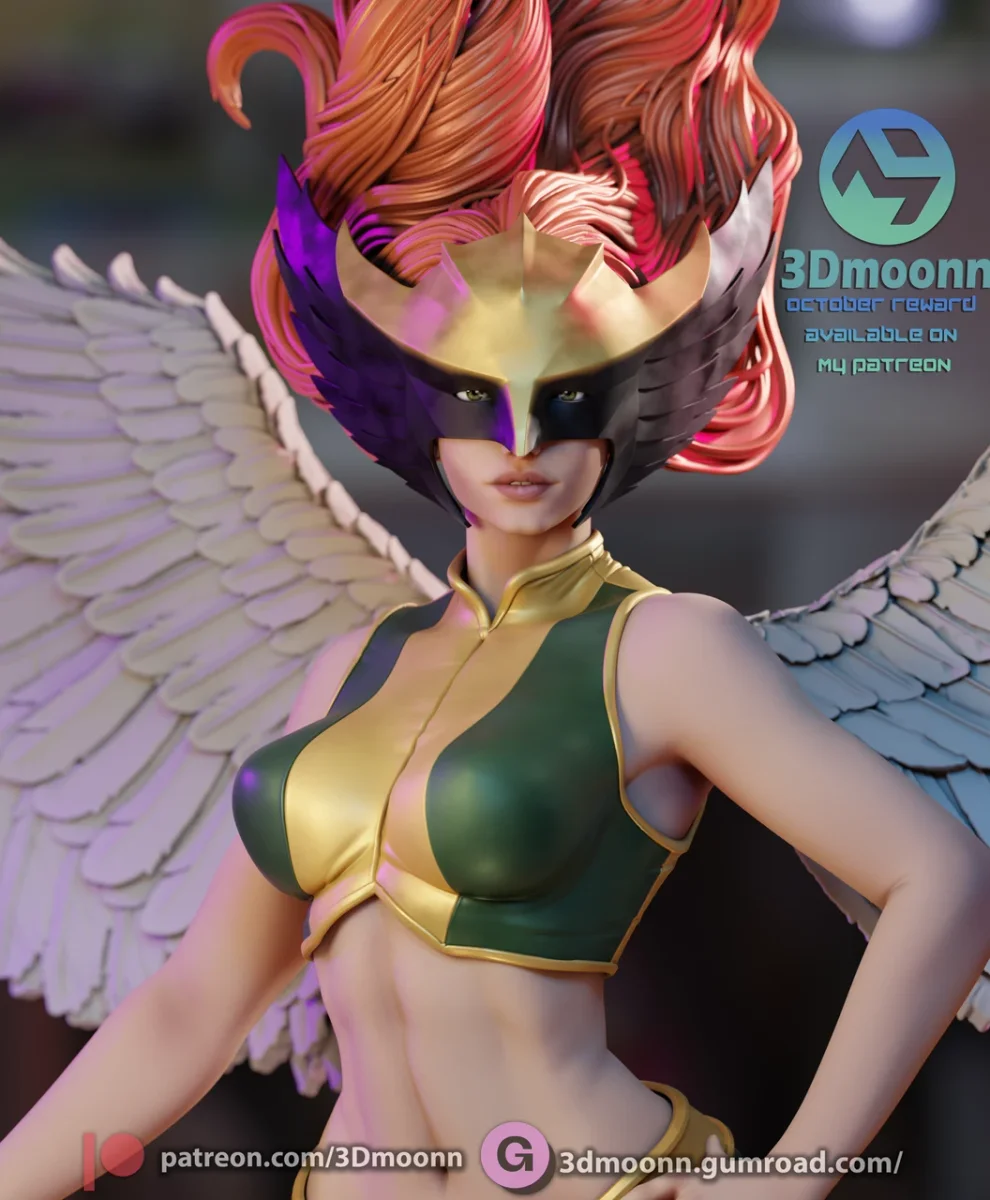 Hawkgirl | Fan Art | 3D Printed Resin Model Garage Kit | *Un-Painted* | 3DMoonn 10