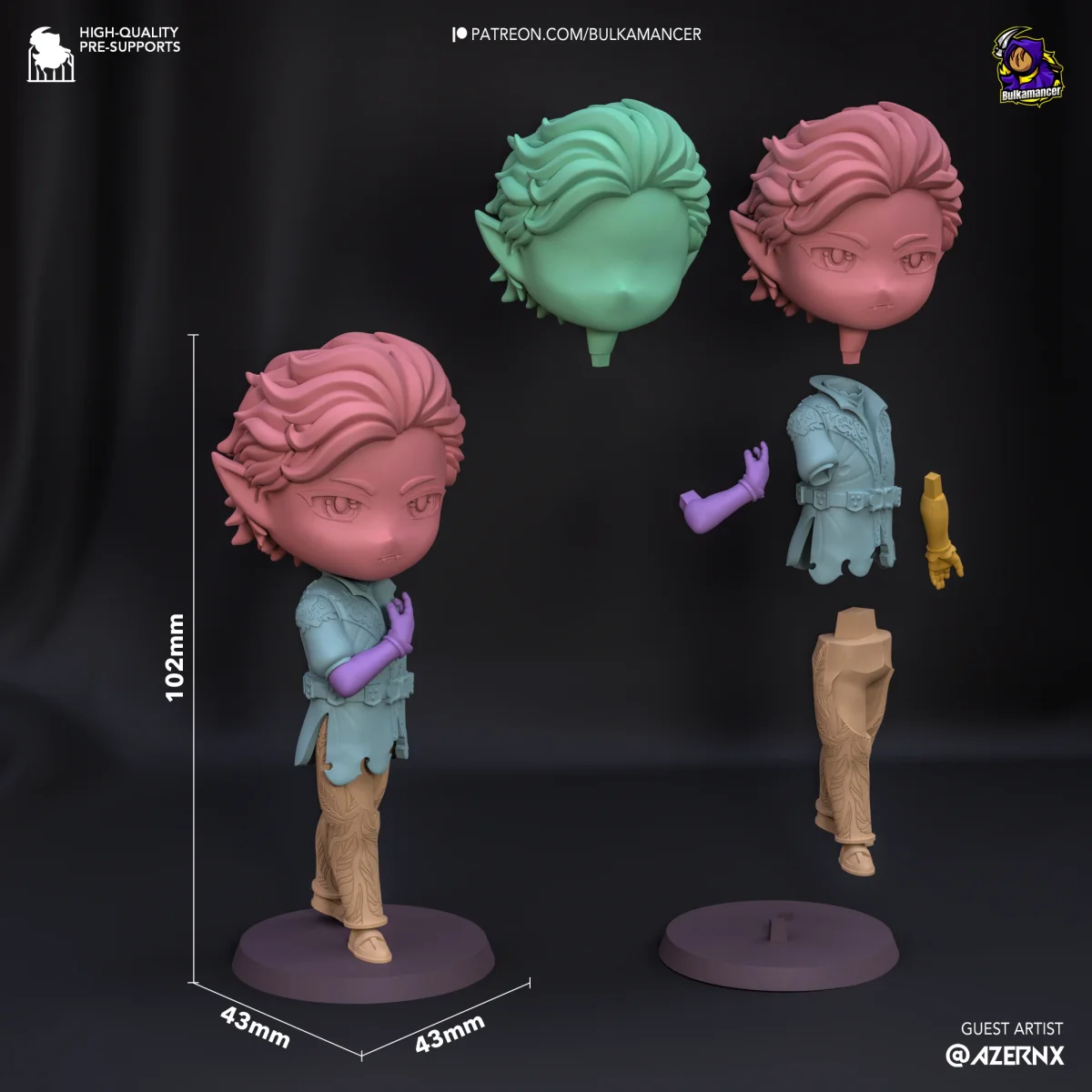Chibi Astarion | Fan Art | 3D Printed Resin Model Garage Kit | *Un-Painted* | Bulkamancer 4