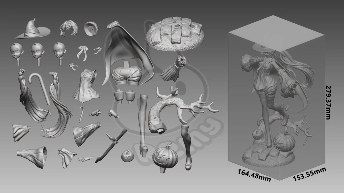 Hatsune Miku (Halloween Witch) | Fan Art | 3D Printed Resin Model Garage Kit | *Un-Painted* | Remy Sculpts 6