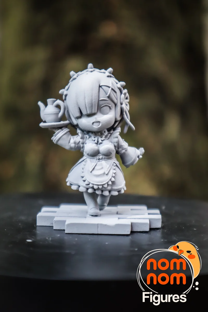 Chibi Rem & Ram | Fan Art | 3D Printed Resin Model Garage Kit | *Un-Painted* | Nomnom 6