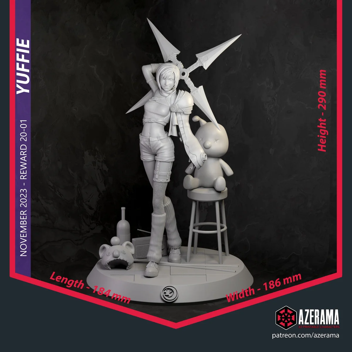 Yuffie | Fan Art | 3D Printed Resin Model Garage Kit | *Un-Painted* | Azerama 6