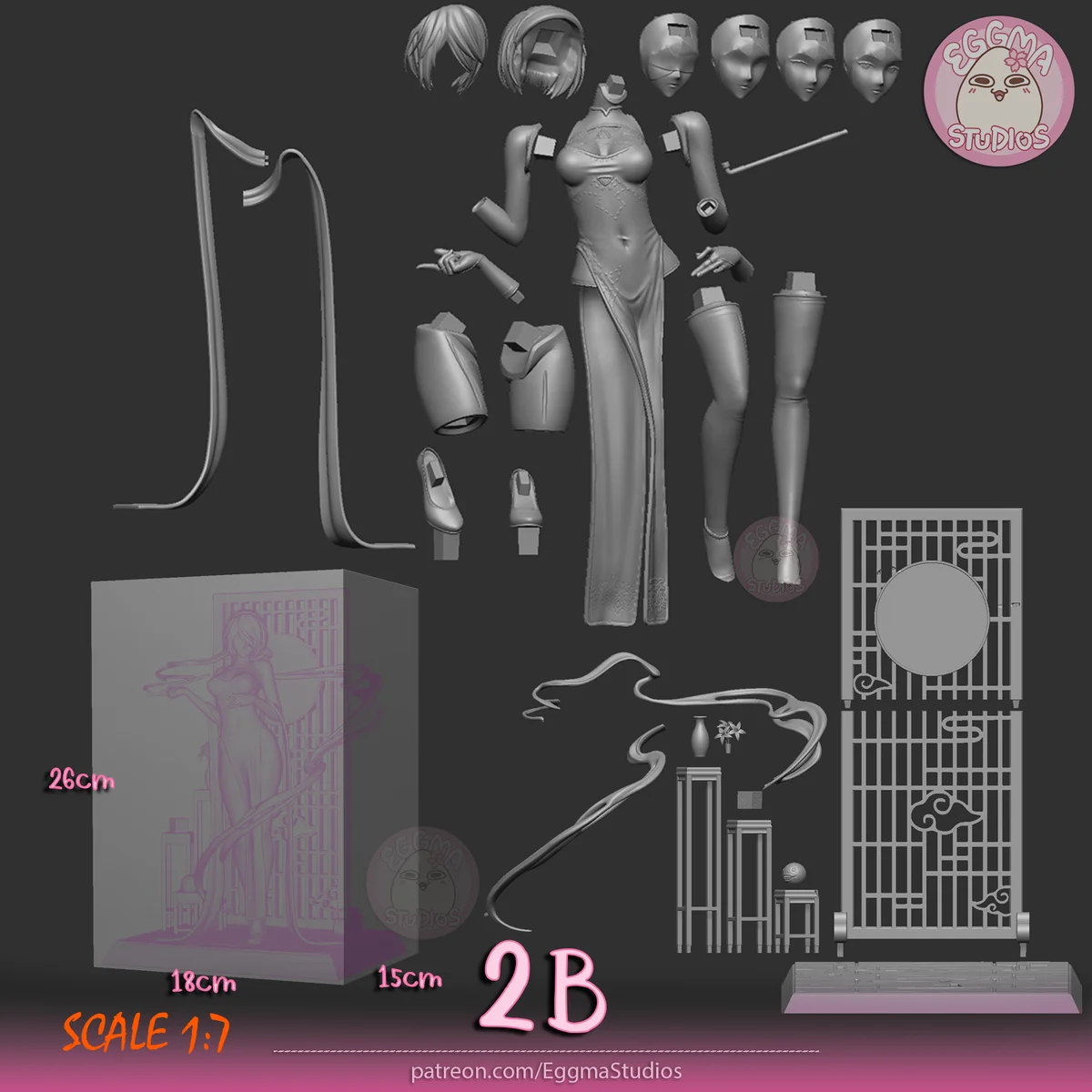 2B | Fan Art | 3D Printed Resin Model Garage Kit | *Un-Painted* | EggmaStudios 13