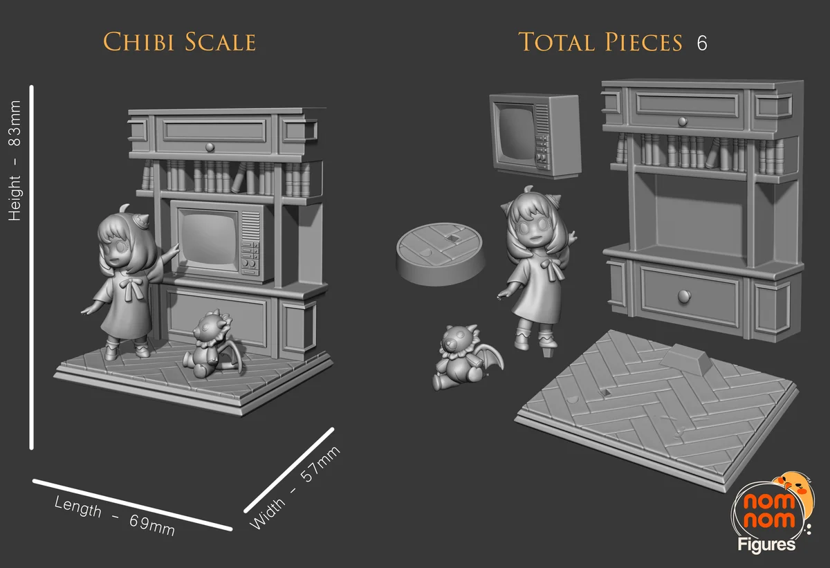 Chibi Anya Forger | Fan Art | 3D Printed Resin Model Garage Kit | *Un-Painted* | Nomnom 3