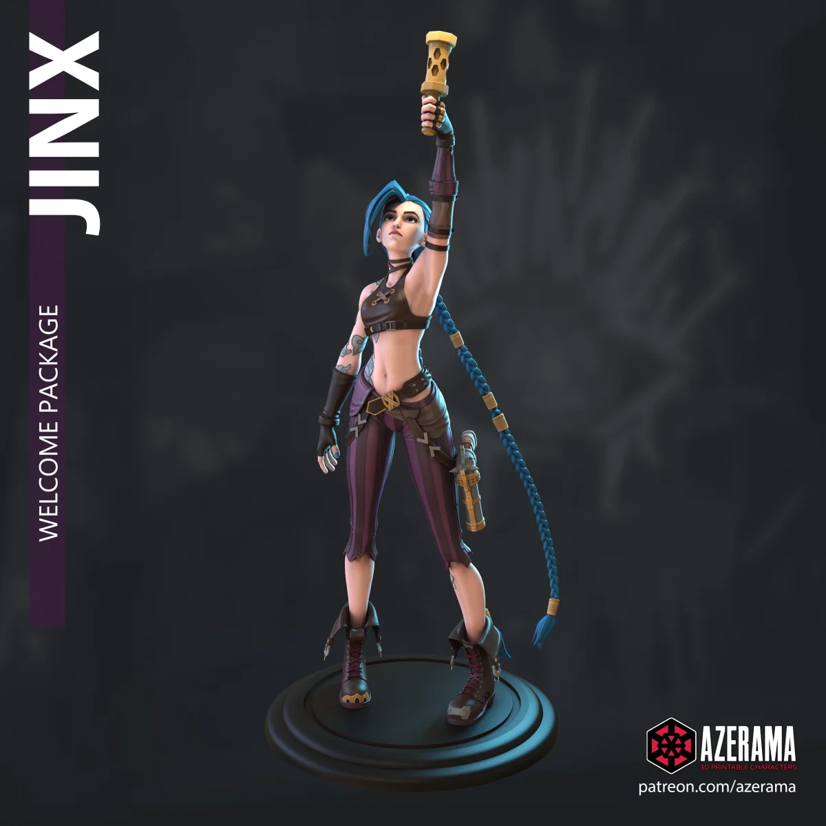 Jinx | Fan Art | 3D Printed Resin Model Garage Kit | *Un-Painted* | Azerama 2