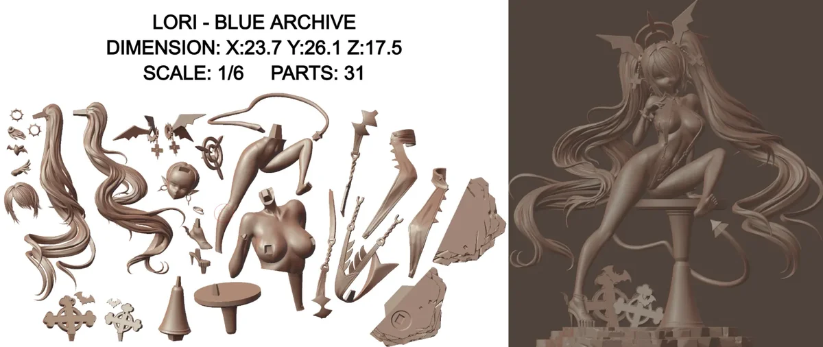 Lori | Fan Art | 3D Printed Resin Model Garage Kit | *Un-Painted* | Inari Figure 8