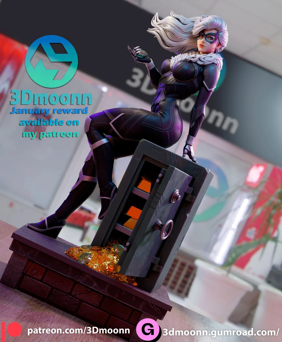 Black Kitty | Fan Art | 3D Printed Resin Model Garage Kit | *Un-Painted* | 3DMoon 4
