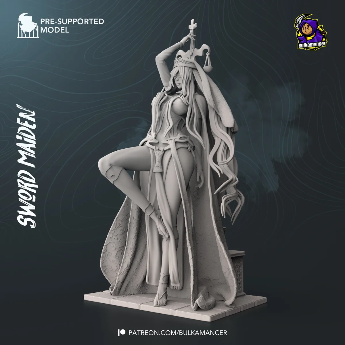 Maiden of the Sword | Fan Art | 3D Printed Resin Model Garage Kit | *Un-Painted* | Bulkamancer 2