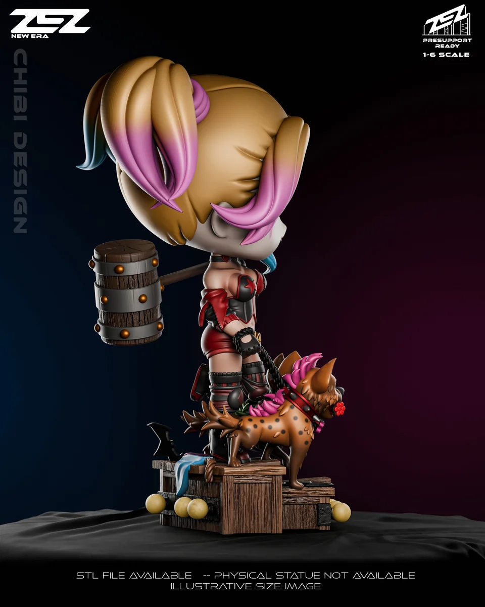 Chibi Harley Quinn | Fan Art | 3D Printed Resin Model Garage Kit | *Un-Painted* | ZEZ Studio 4