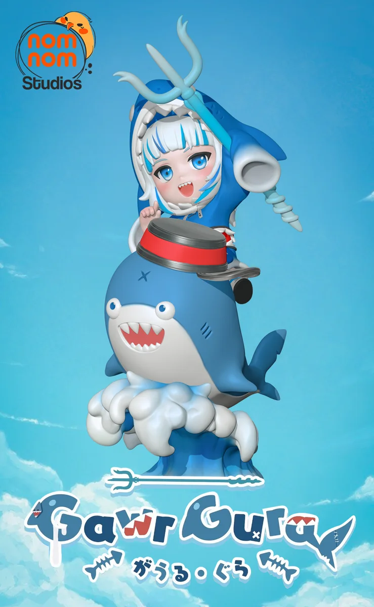 Chibi Gawr Gura | Fan Art | 3D Printed Resin Model Garage Kit | *Un-Painted* | Nomnom