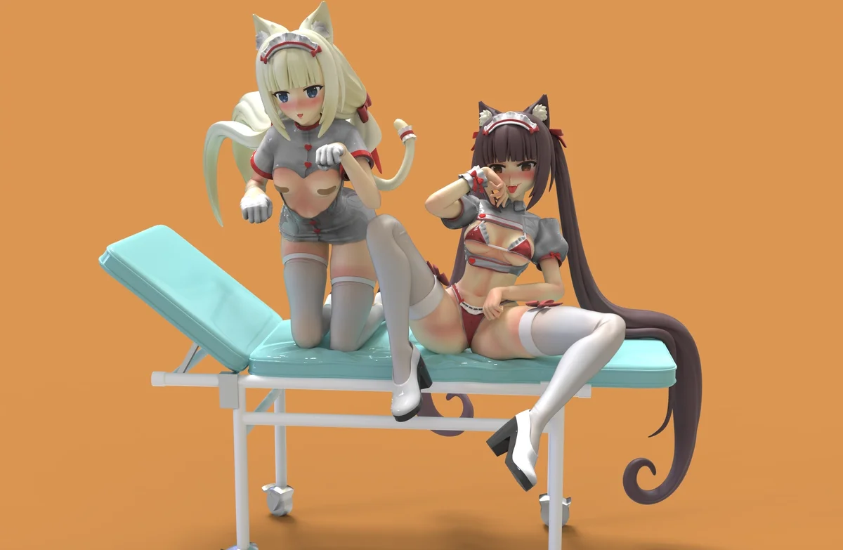 Chocola & Vanilla | Fan Art | 3D Printed Resin Model Garage Kit | *Un-Painted* | Yoru Studio 3