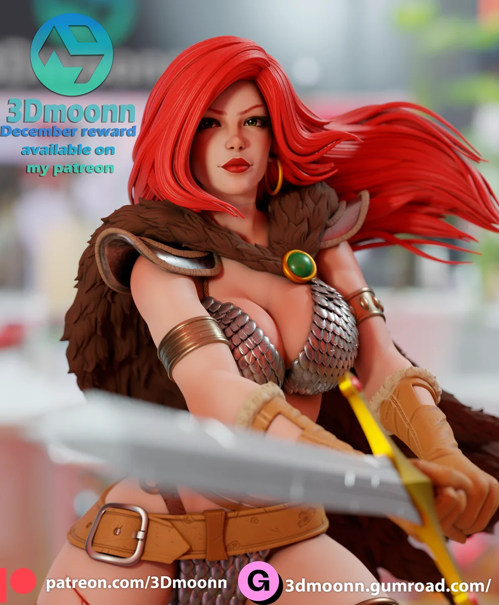 Red Sonja | Fan Art | 3D Printed Resin Model Garage Kit | *Un-Painted* | 3DMoonn 5