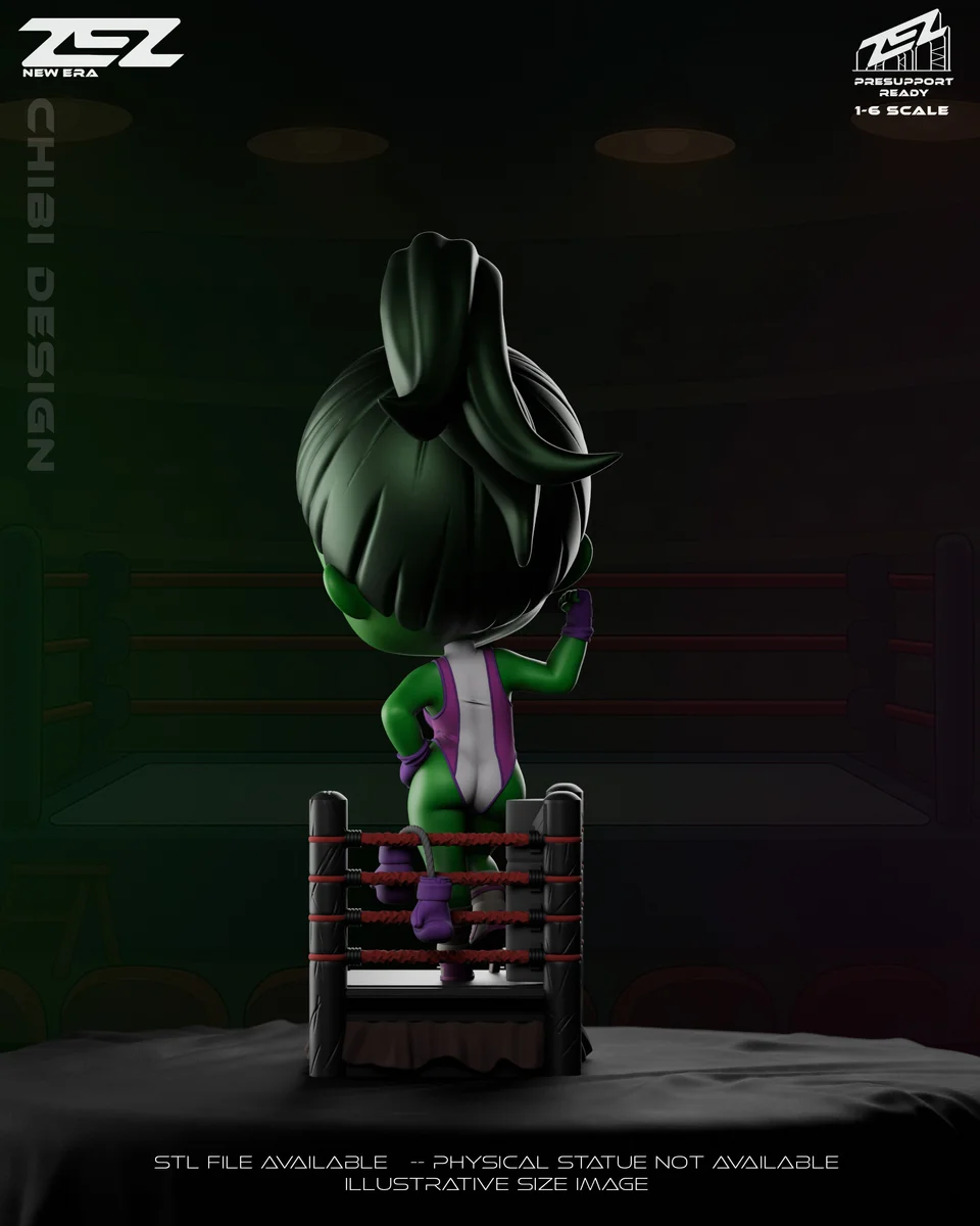 Chibi She-Hulk | Fan Art | 3D Printed Resin Model Garage Kit | *Un-Painted* | ZEZ Studio 4