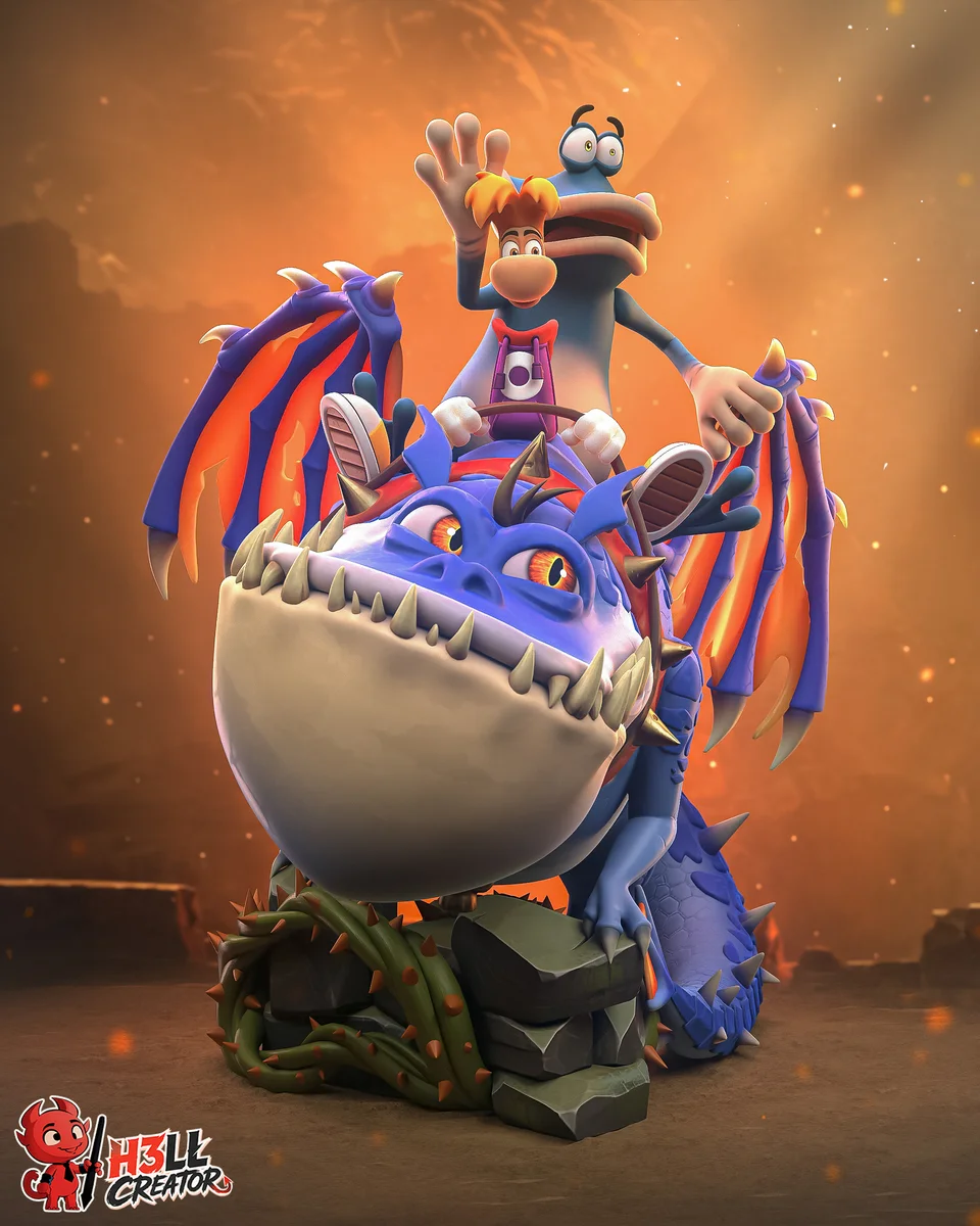 Rayman and Globox | Fan Art | 3D Printed Resin Model Garage Kit | *Un-Painted* | H3LL Creator 4