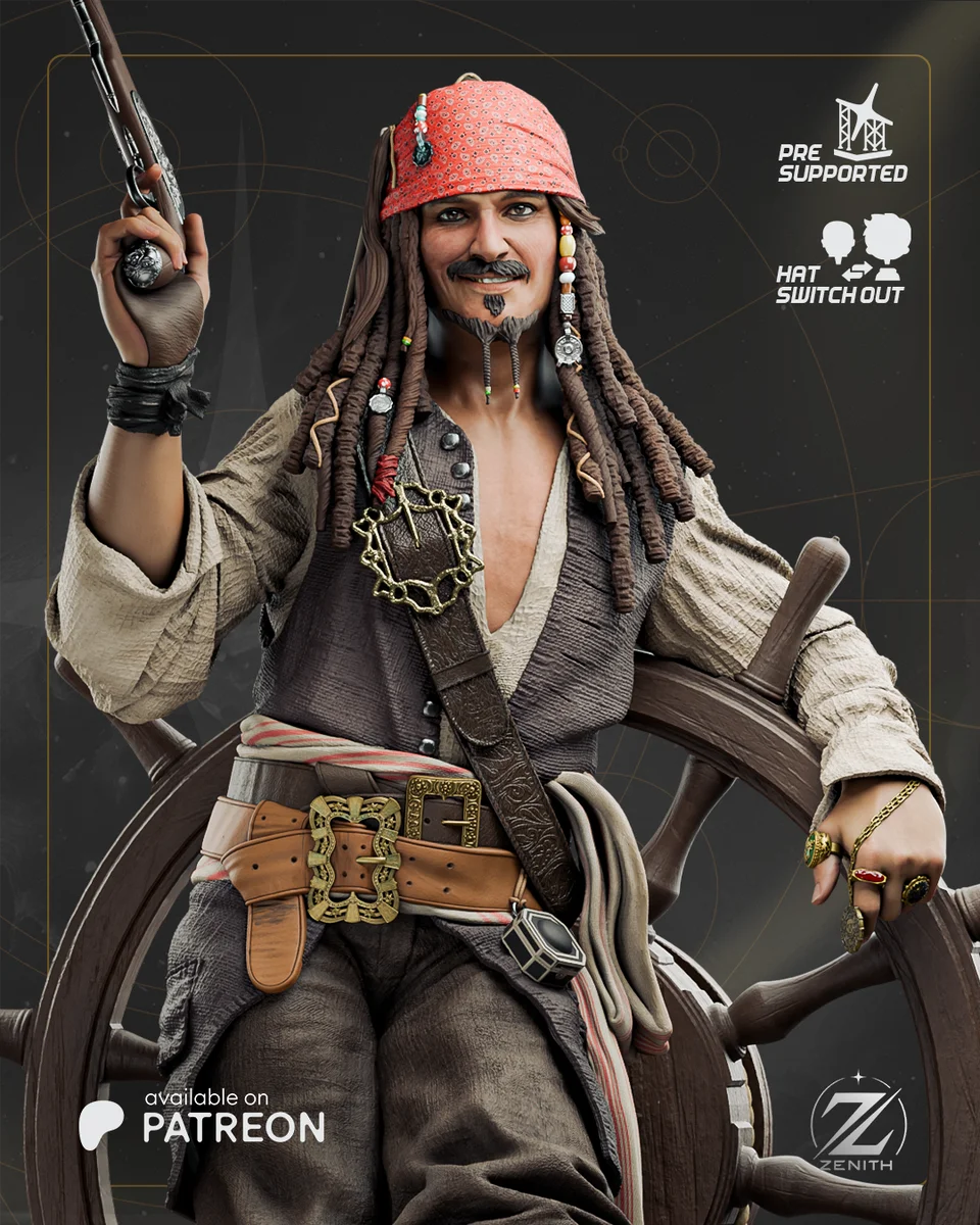 Jack Sparrow | Fan Art | 3D Printed Resin Model Garage Kit | *Un-Painted* | Zenith Studios