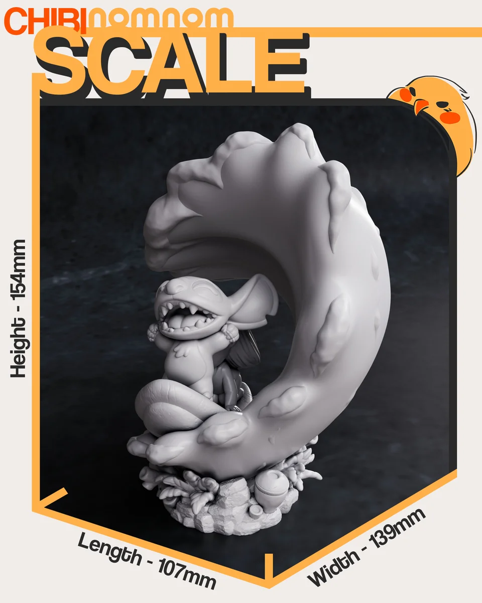 Chibi Lilo and Stitch | Fan Art | 3D Printed Resin Model Garage Kit | *Un-Painted* | Nomnom 4