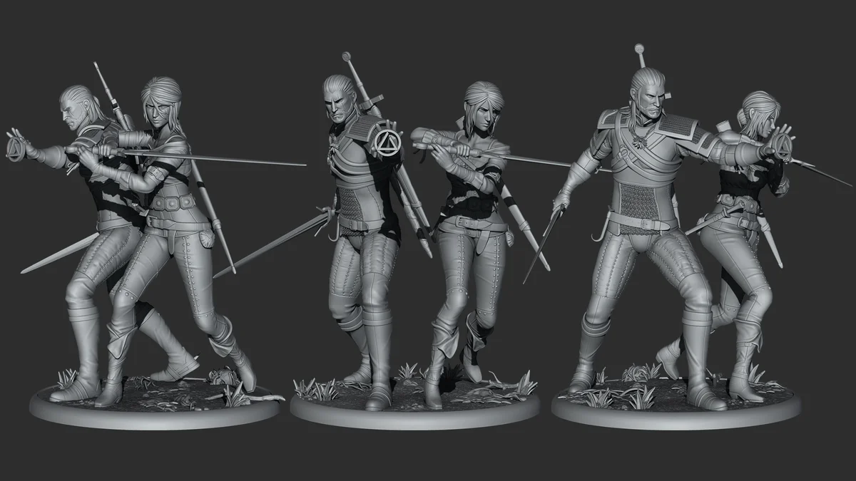 Ciri & Geralt | Fan Art | 3D Printed Resin Model Garage Kit | *Un-Painted* | Inaki Sculpts 5
