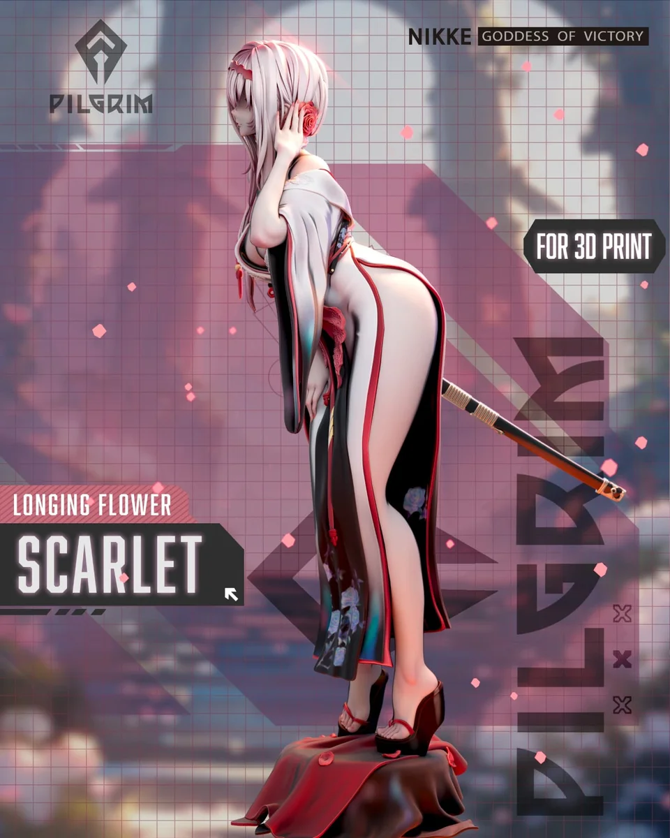 Scarlet (Longing Flower ver) | Fan Art | 3D Printed Resin Model Garage Kit | *Un-Painted* | Hybris Studios 5