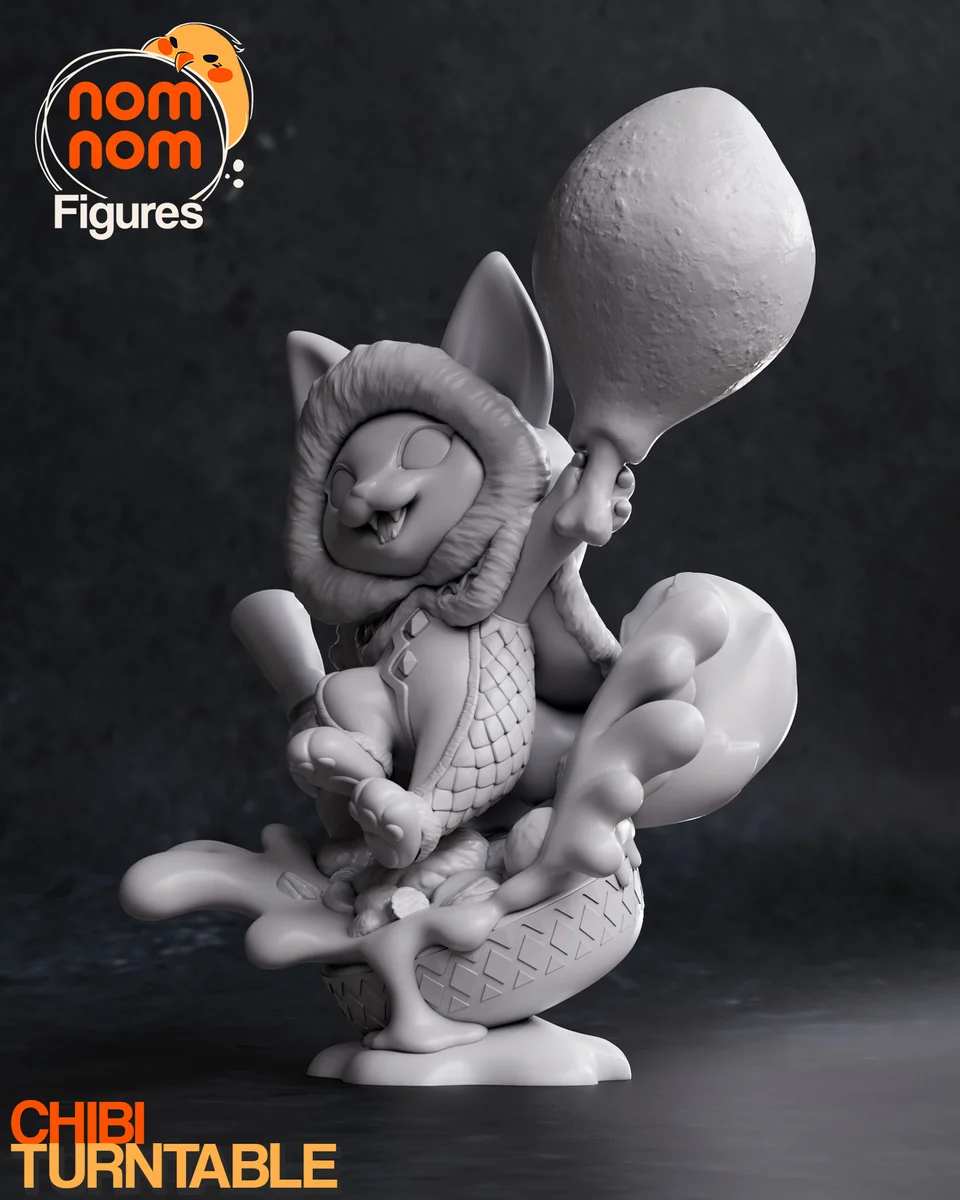 Chibi Palico | Fan Art | 3D Printed Resin Model Garage Kit | *Un-Painted* | Nomnom 6