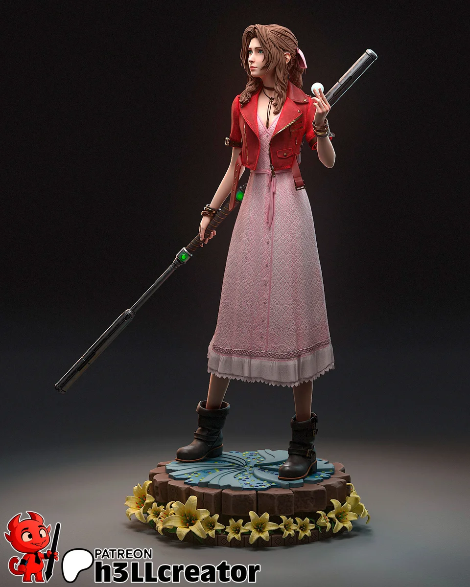 Aerith Gainsborough | Fan Art | 3D Printed Resin Model Garage Kit | *Un-Painted* | H3LL Creator 4
