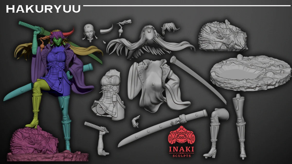 Hakuryuu | Fan Art | 3D Printed Resin Model Garage Kit | *Un-Painted* | Inaki Sculpts 6