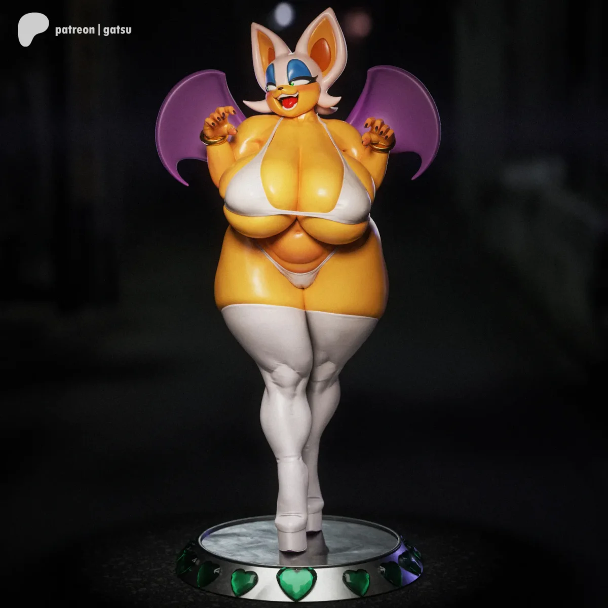 Rouge the Bat | Fan Art | 3D Printed Resin Model Garage Kit | *Un-Painted* | Gatsu Studios 3