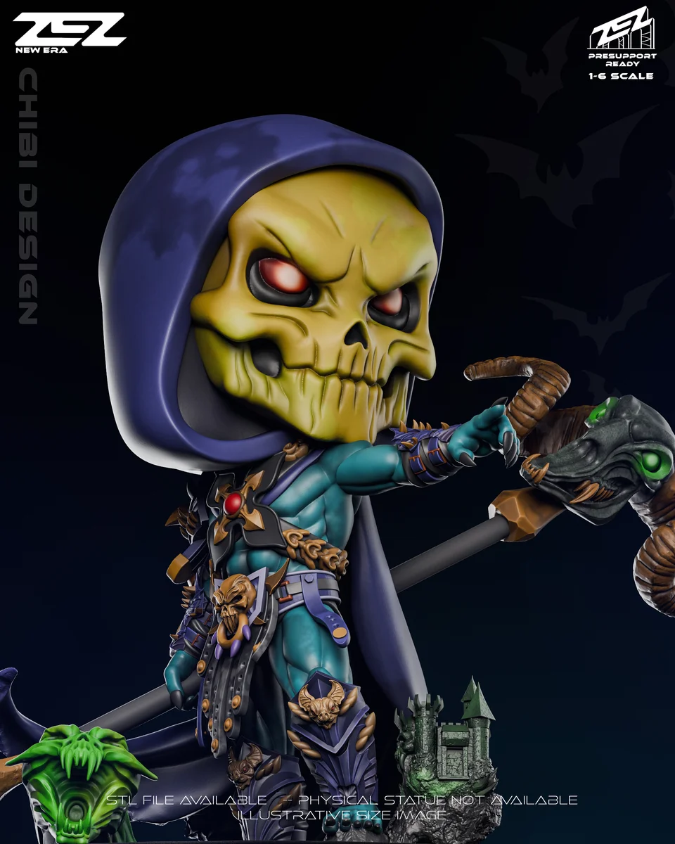 Chibi Skeletor | Fan Art | 3D Printed Resin Model Garage Kit | *Un-Painted* | ZEZ Studio