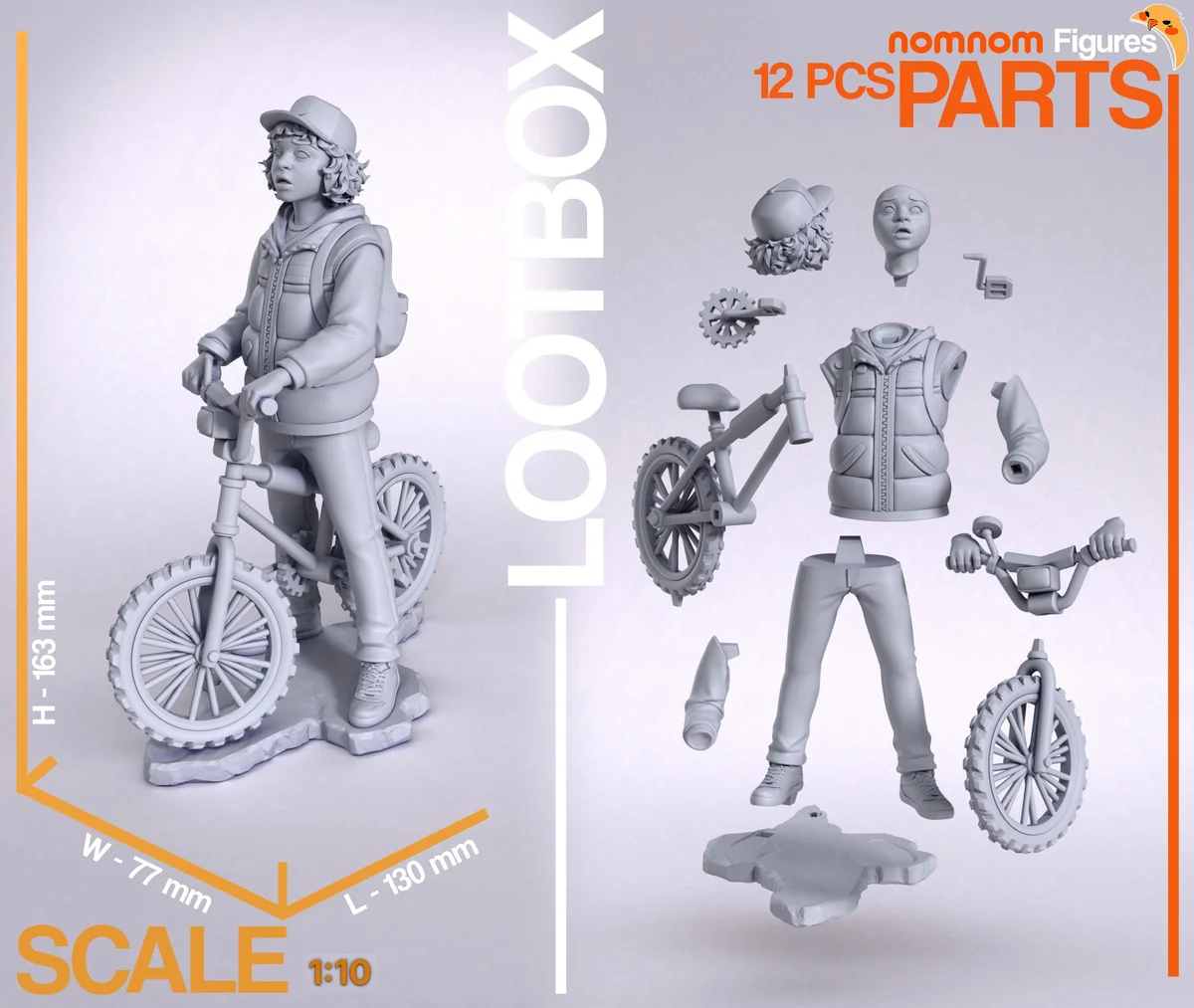 Dustin | Fan Art | 3D Printed Resin Model Garage Kit | *Un-Painted* | Nomnom 3
