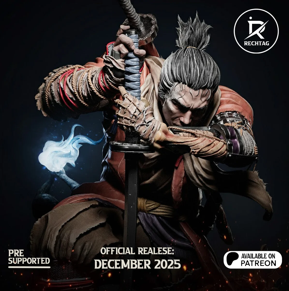 Sekiro | Fan Art | 3D Printed Resin Model Garage Kit | *Un-Painted* | Rechtag 9