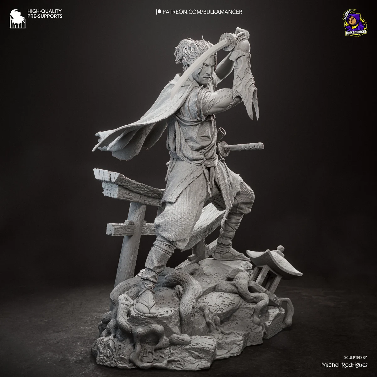 Miyamoto Musashi | Fan Art | 3D Printed Resin Model Garage Kit | *Un-Painted* | Bulkamancer 11