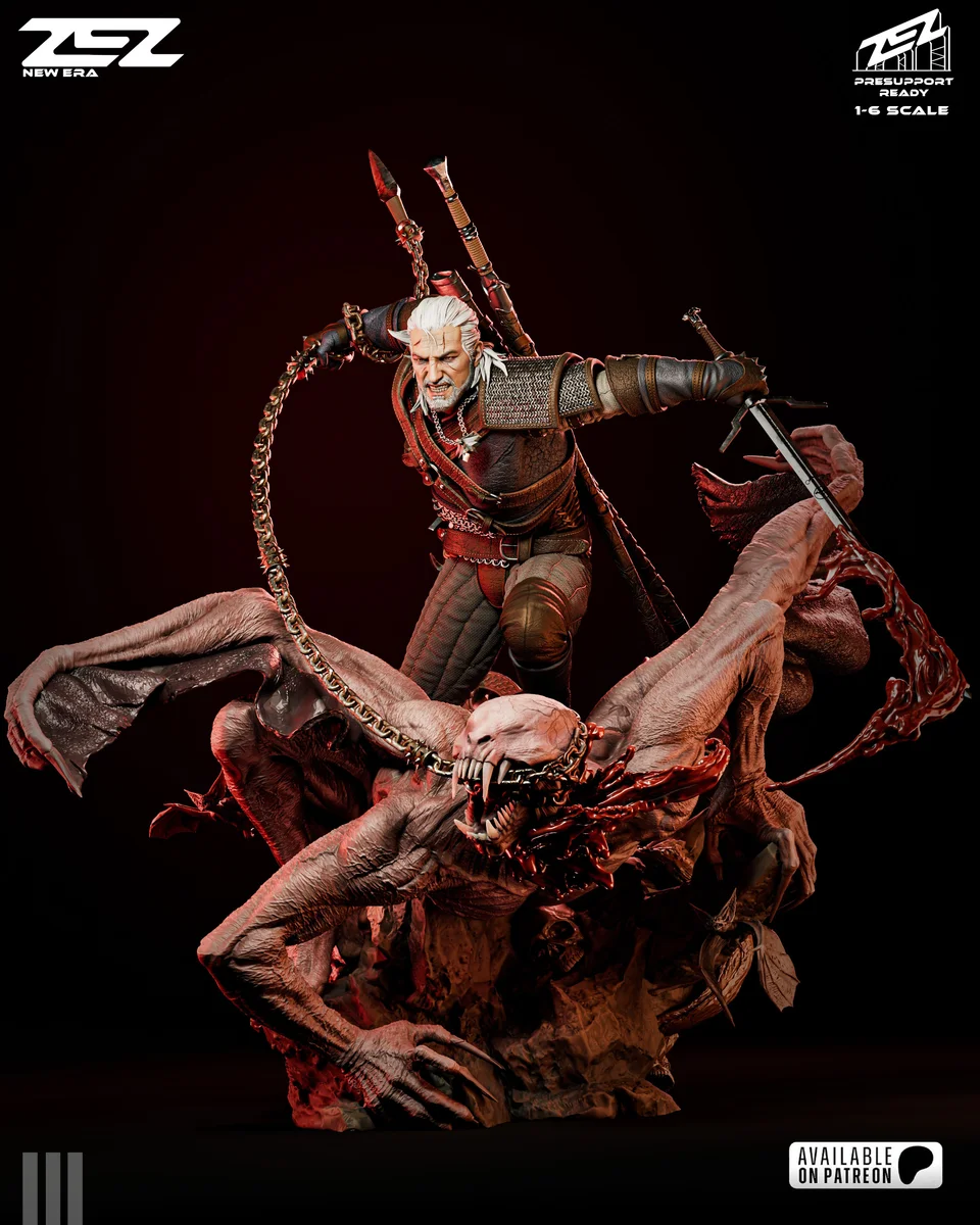 Geralt | Fan Art | 3D Printed Resin Model Garage Kit | *Un-Painted* | ZEZ Studio 12