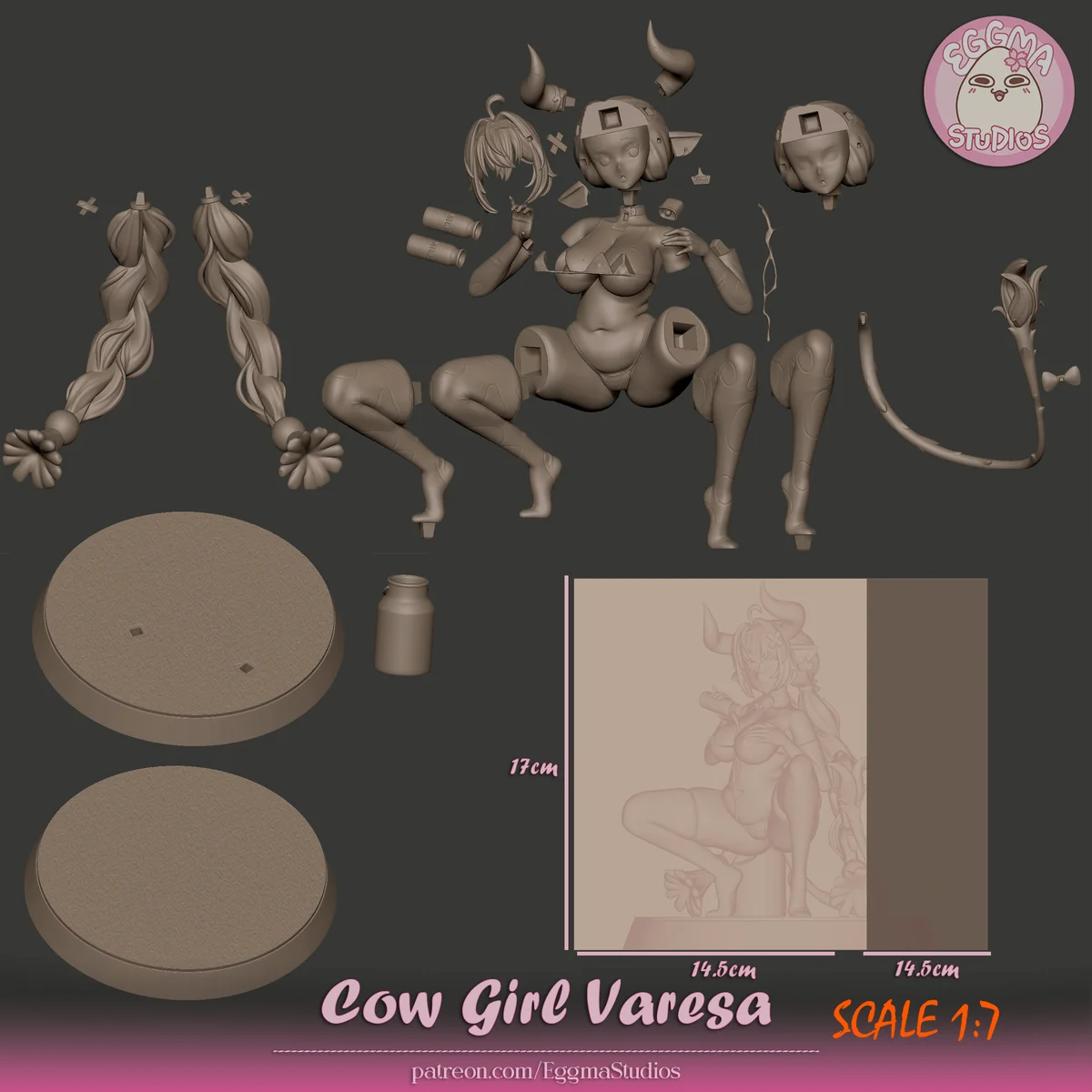 Cow Girl Varesa | Fan Art | 3D Printed Resin Model Garage Kit | *Un-Painted* | EggmaStudios 7