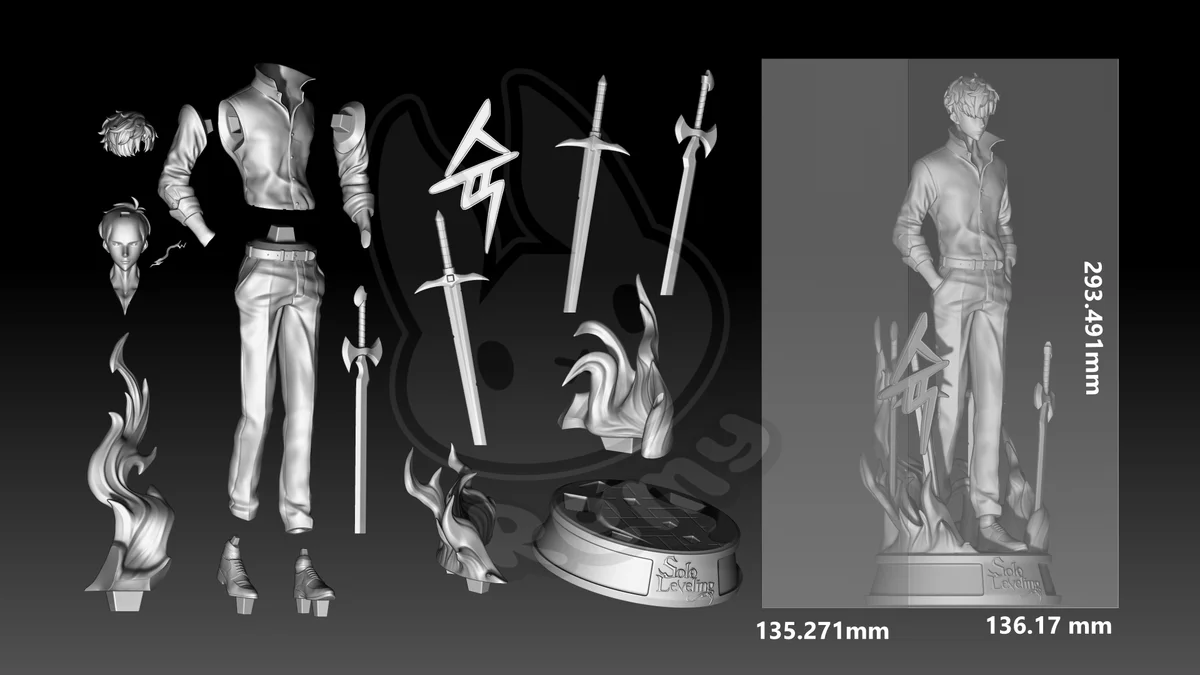 Sun Jin Woo | Fan Art | 3D Printed Resin Model Garage Kit | *Un-Painted* | Remy Sculpts 7