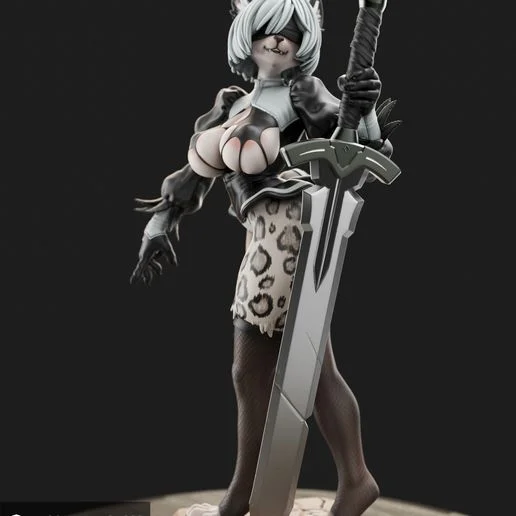 2B Furry (New) | Fan Art | 3D Printed Resin Model Garage Kit | *Un-Painted* | AnyoneNSFW 5