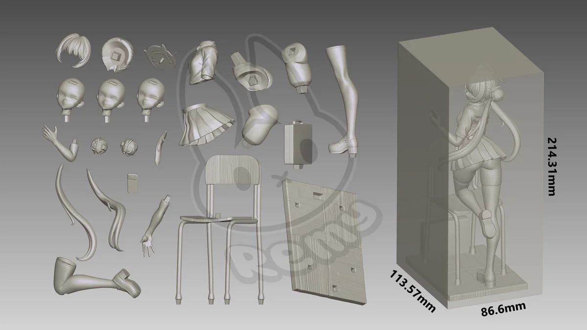 Kisaki (School Outfit) | Fan Art | 3D Printed Resin Model Garage Kit | *Un-Painted* | Remy Sculpts 6
