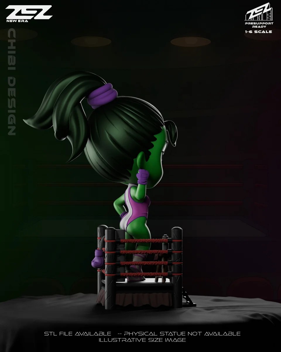 Chibi She-Hulk | Fan Art | 3D Printed Resin Model Garage Kit | *Un-Painted* | ZEZ Studio 3