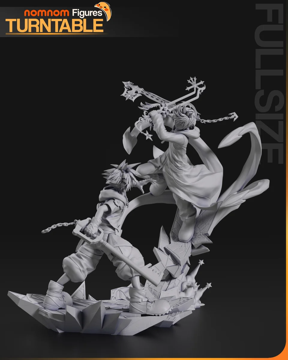 Roxas x Sora | Fan Art | 3D Printed Resin Model Garage Kit | *Un-Painted* | Nomnom 14