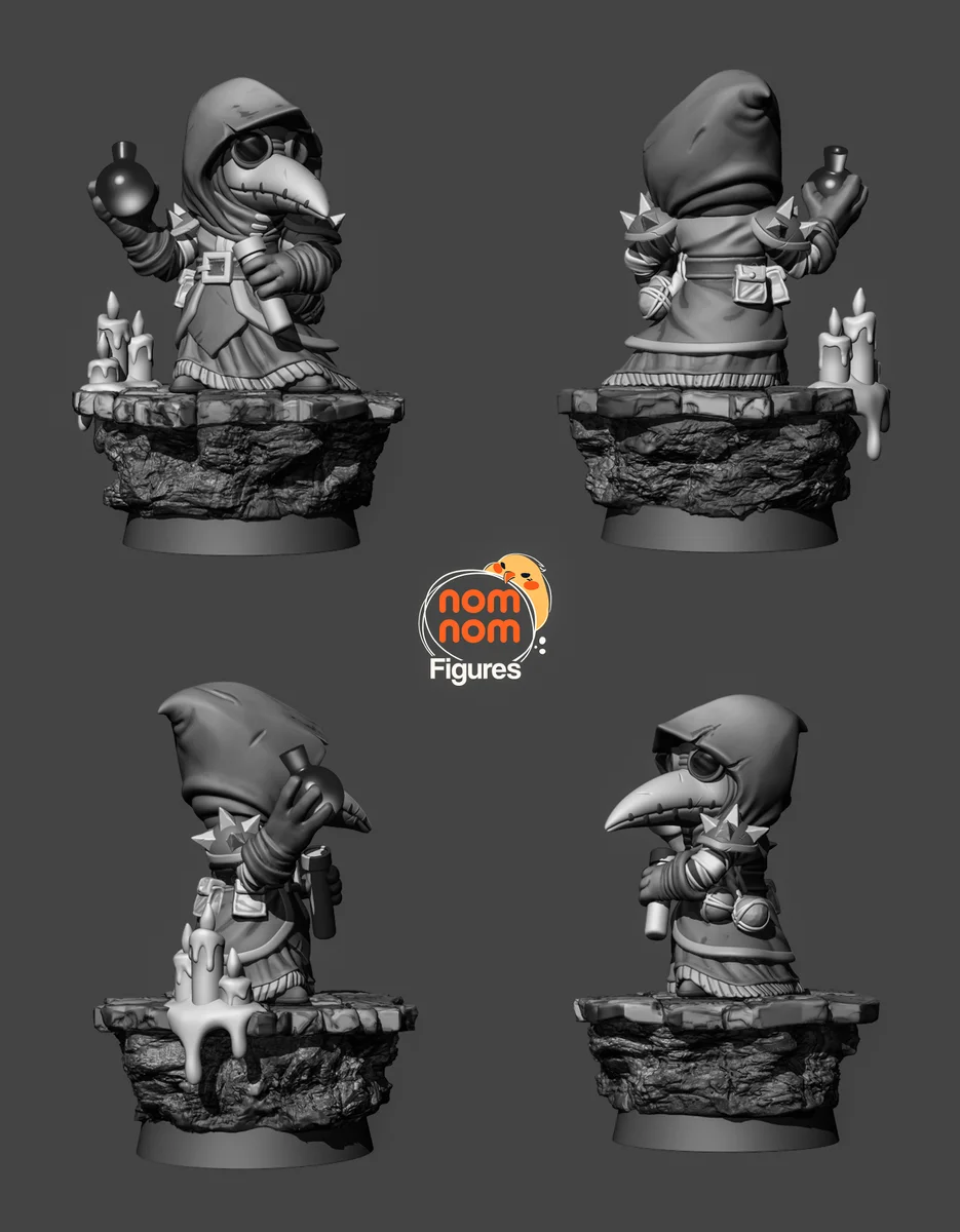 Chibi Plague Doctor | Fan Art | 3D Printed Resin Model Garage Kit | *Un-Painted* | Nomnom 10
