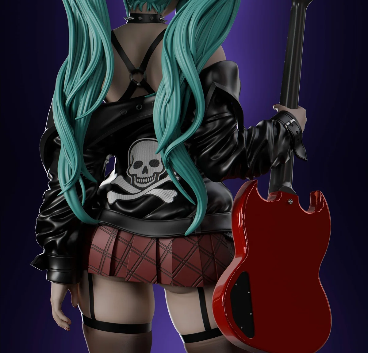 Hatsune Miku (Rock ver) | Fan Art | 3D Printed Resin Model Garage Kit | *Un-Painted* | Abe3D 9