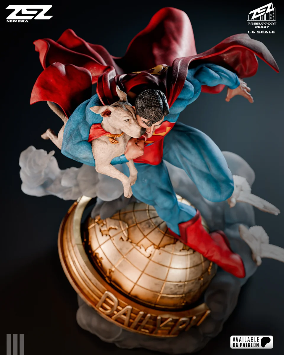 Superman & Krypto | Fan Art | 3D Printed Resin Model Garage Kit | *Un-Painted* | ZEZ Studio 9