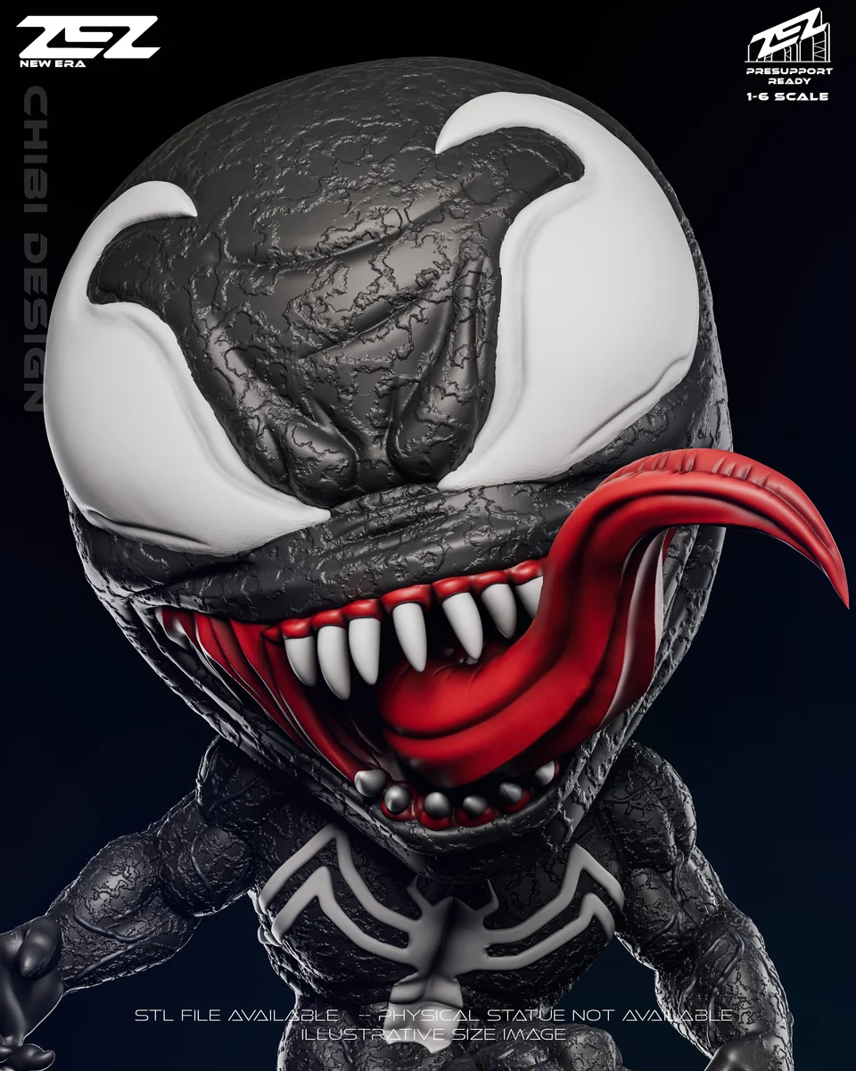 Chibi Venom | Fan Art | 3D Printed Resin Model Garage Kit | *Un-Painted* | ZEZ Studio 7