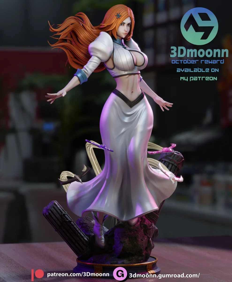 Orihime | Fan Art | 3D Printed Resin Model Garage Kit | *Un-Painted* | 3DMoonn 7