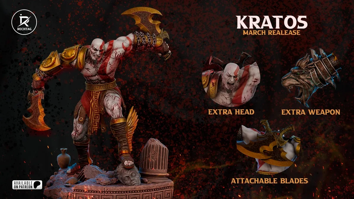 Kratos | Fan Art | 3D Printed Resin Model Garage Kit | *Un-Painted* | Rechtag 9