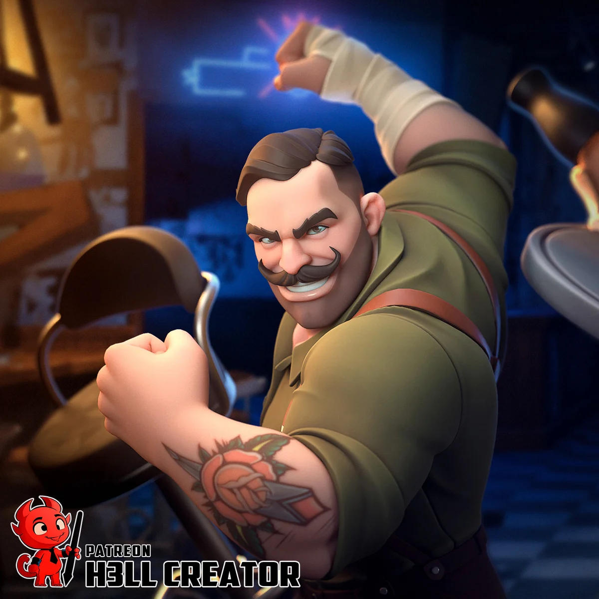 Punch Up | Fan Art | 3D Printed Resin Model Garage Kit | *Un-Painted* | H3LL Creator
