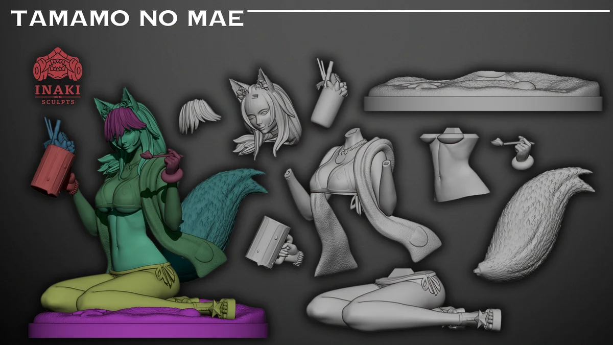 Tamamo No Mae | Fan Art | 3D Printed Resin Model Garage Kit | *Un-Painted* | Inaki Sculpts 6